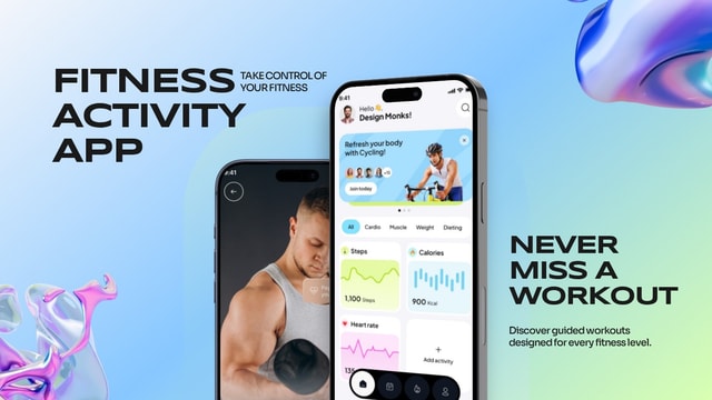 Modern Fitness Activity App Mockup for Workout & Health Tracking Apps
