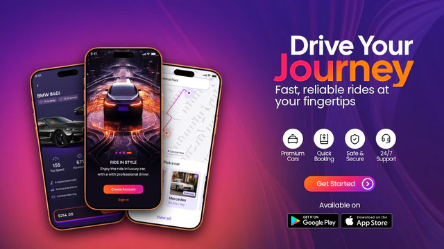 Luxury Ride-Sharing App UI Mockup
