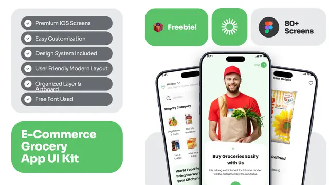 E-Commerce Grocery Delivery App UI Kit Mockup Template