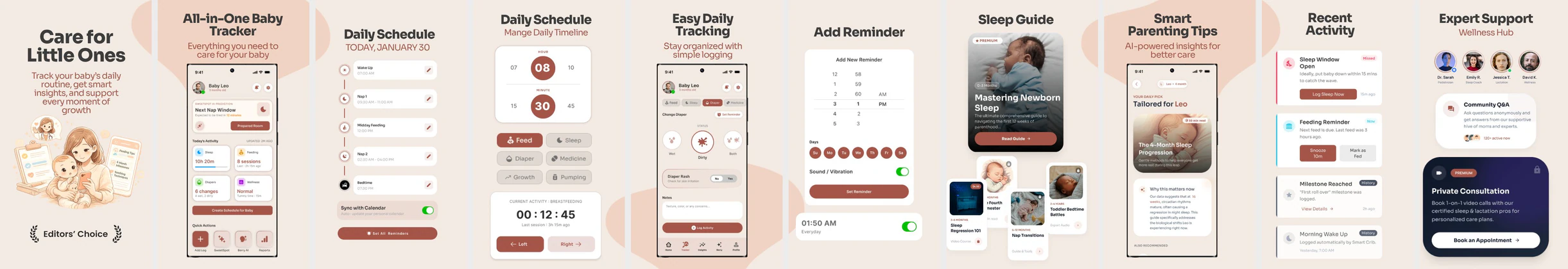 Baby Tracker App Play Store Screenshots – Parenting & Daily Care UI