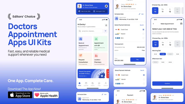 Doctor Appointment App Promo – App UI Kit Mockup with Medical Booking Screens