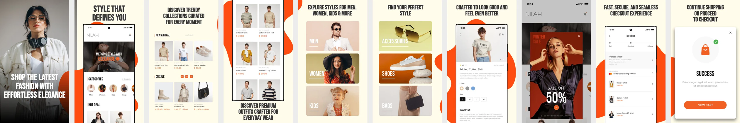 Fashion E-commerce Play Store Screenshot Template – Clothing App UI