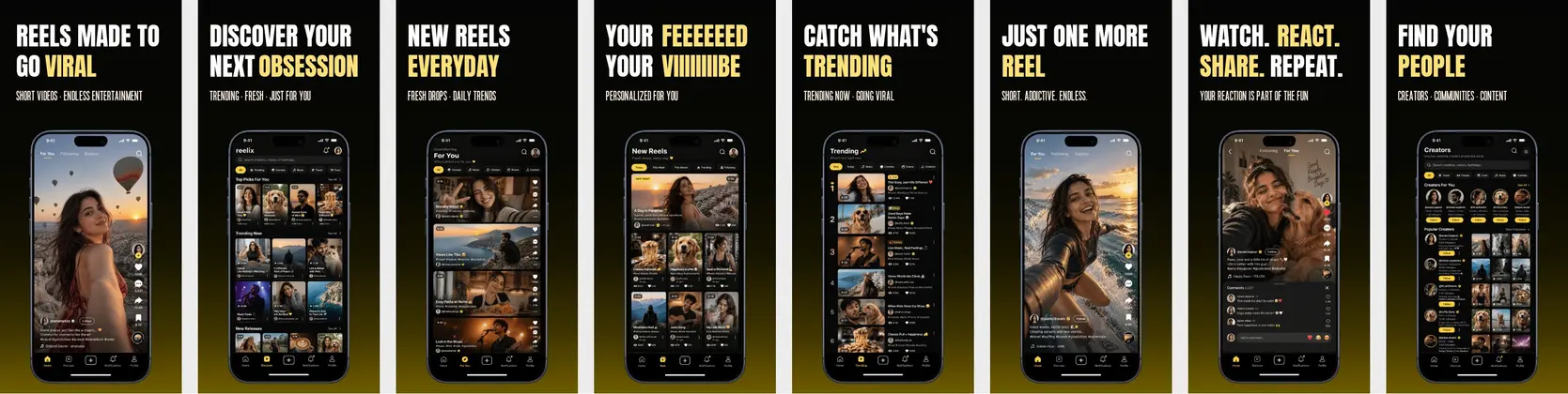Reels & Short Video App Store Screenshot Template Design