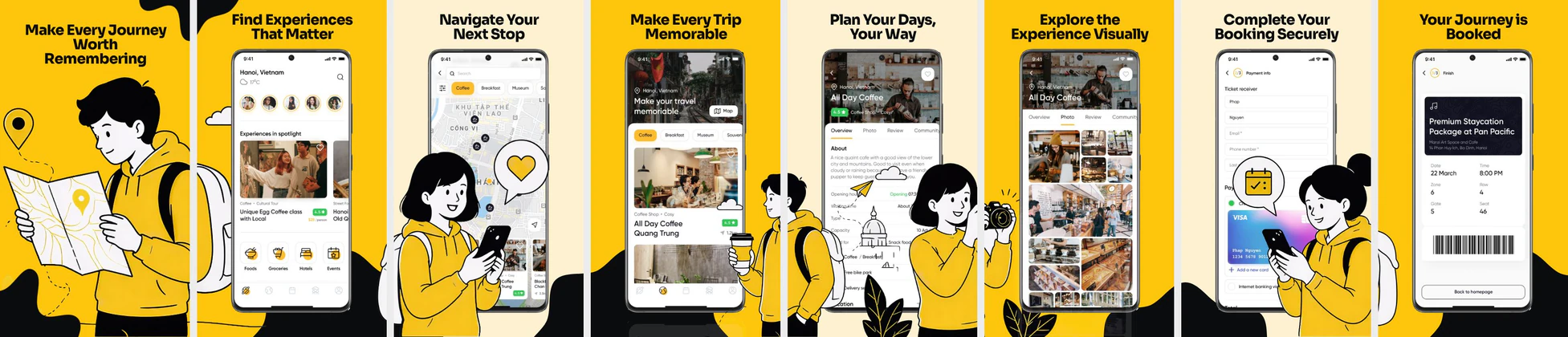 Travel & Booking App Play Store Screenshots – Trip Planner UI Template