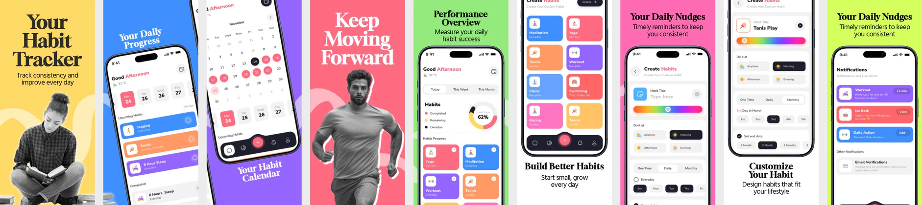 Daily Habit Tracker & Goal Planner App Store Screenshots | Productivity UI