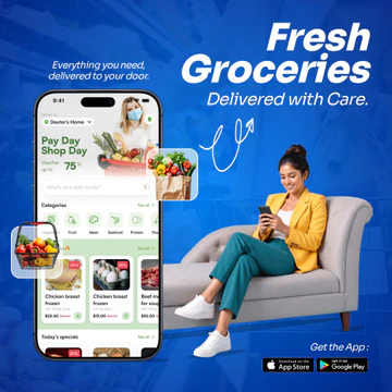Fresh Grocery Delivery App Promotion Tempalte