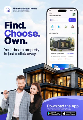 Real Estate Property Finder App Promo | House Search & Booking UI