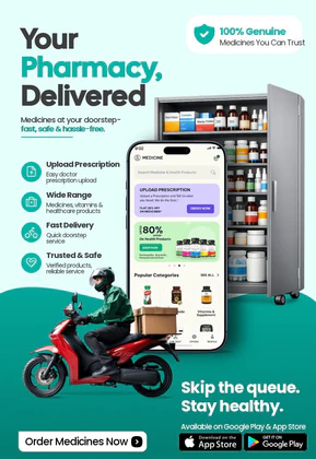 Online Pharmacy & Medicine Delivery App Ad Template