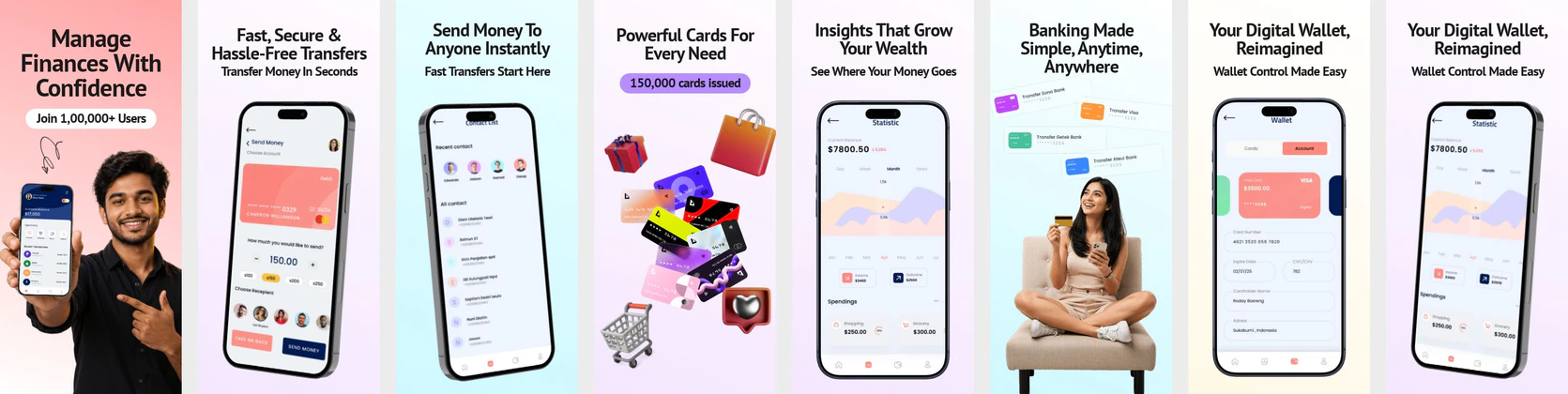 Digital Wallet App App Store Screenshots – Smart Banking & Money Transfer App Screens