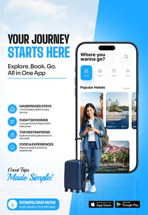 Travel Booking App Promotion – Hotel & Trip Planner Mobile Design