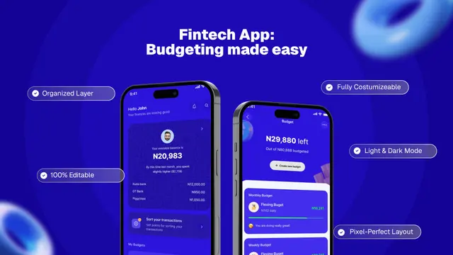 💰 Fintech Budget Planner App UI Mockup Template
